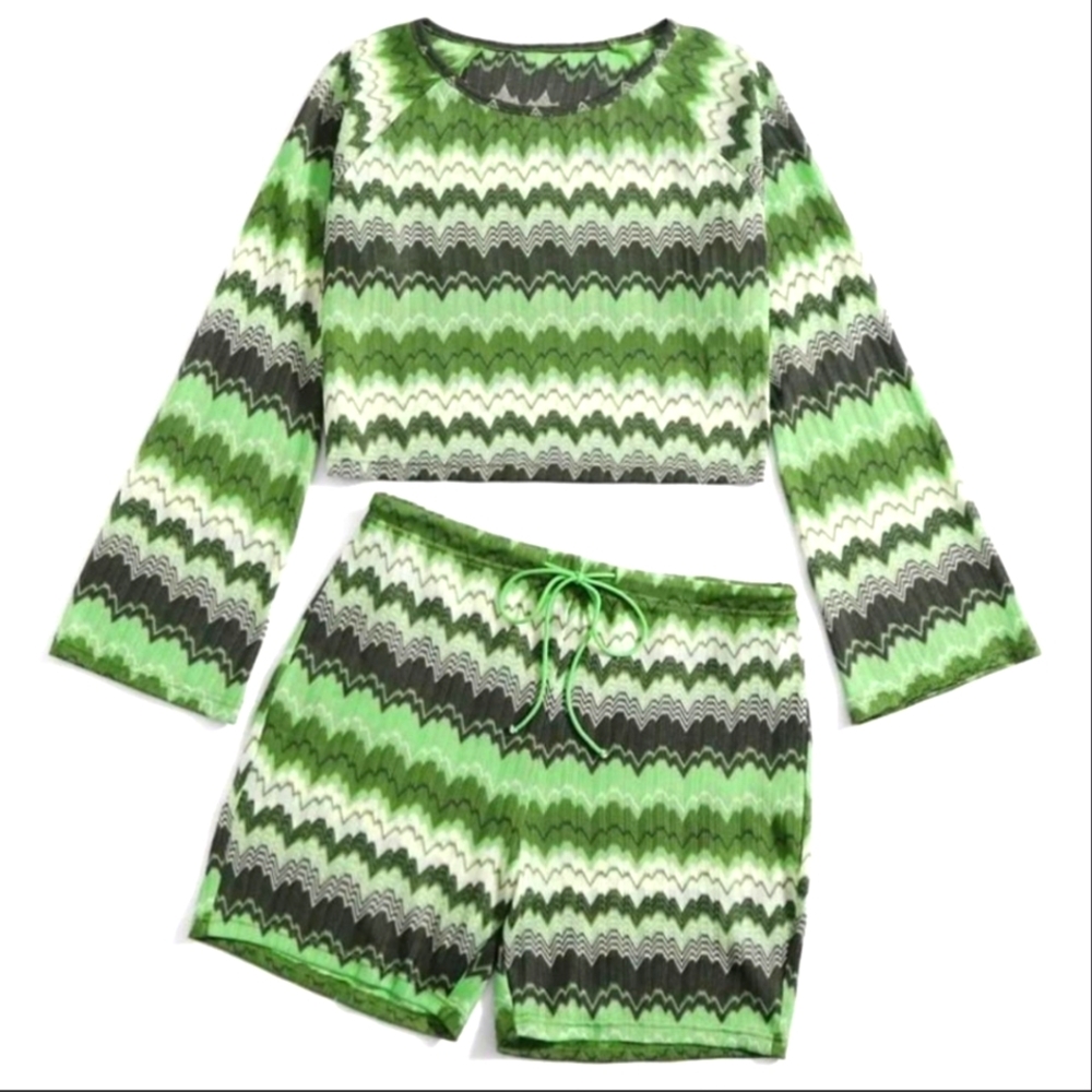 ❤️‍🔥❤️‍🔥GREEN TWO-PIECE SHORTS SET